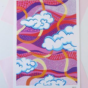 Vibrant Abstract Cloud Wall Art